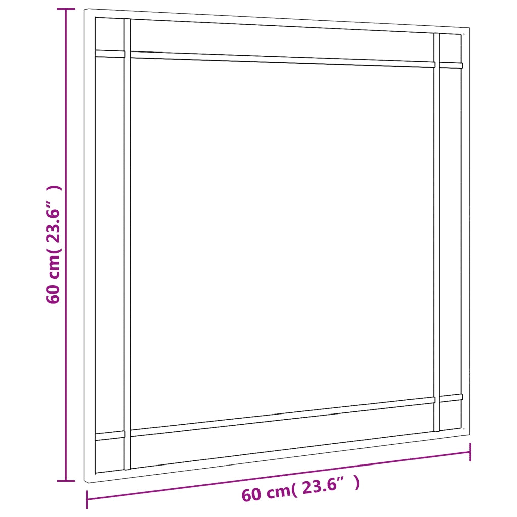 Specchio da Parete-Specchio a Muro-Specchio Decorativo Nero 60x60 cm Quadrato in Ferro