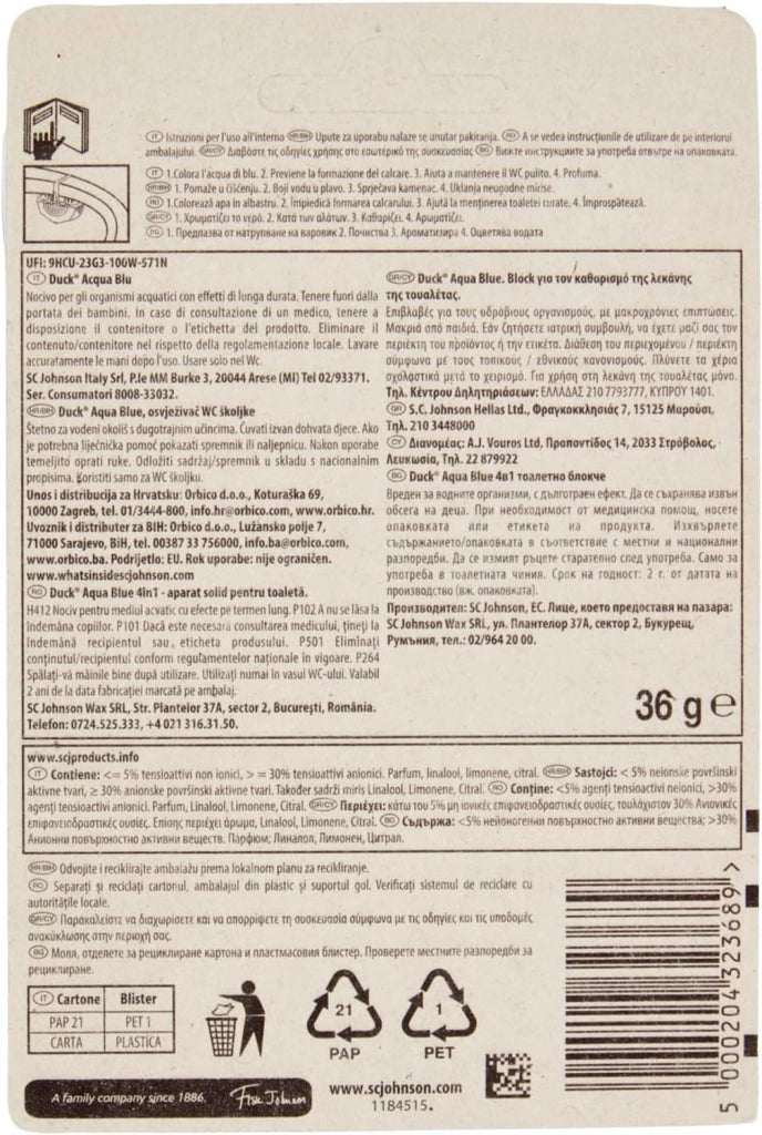 DUCK WC TAVOLETTA 36 GR ACQUA BLU