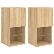 Mobile TV multimediale scaffale TV credenza mobile TV per sala da pranzo soggiorno camera da letto con luci LED 2 pezzi rovere Sonoma 30,5 x 30 x 60 cm marrone 02_0028873