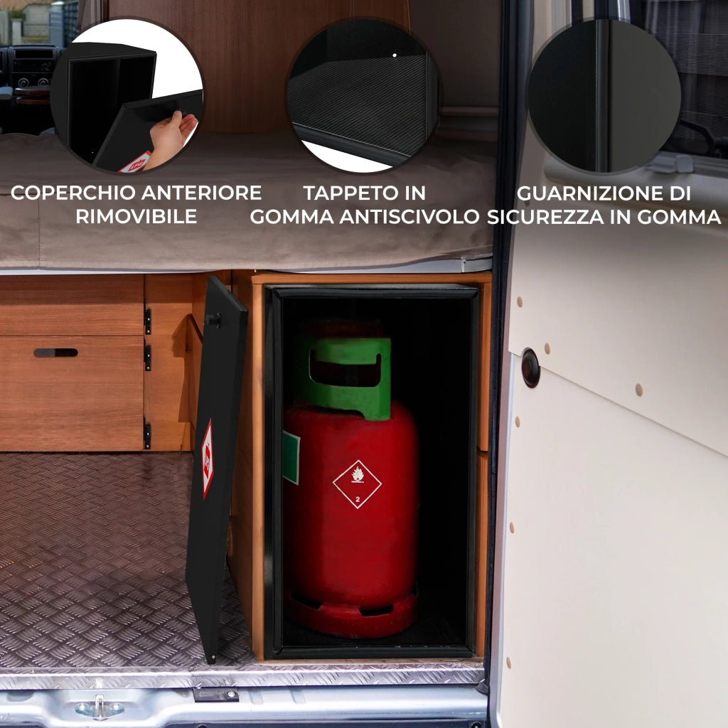 Armadietto Gas Robusto per Camper: Bombole 6kg Propano/7kg Butano