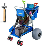 Carrello da Spiaggia Multifunzione con Ruote e Riposto Ombrello