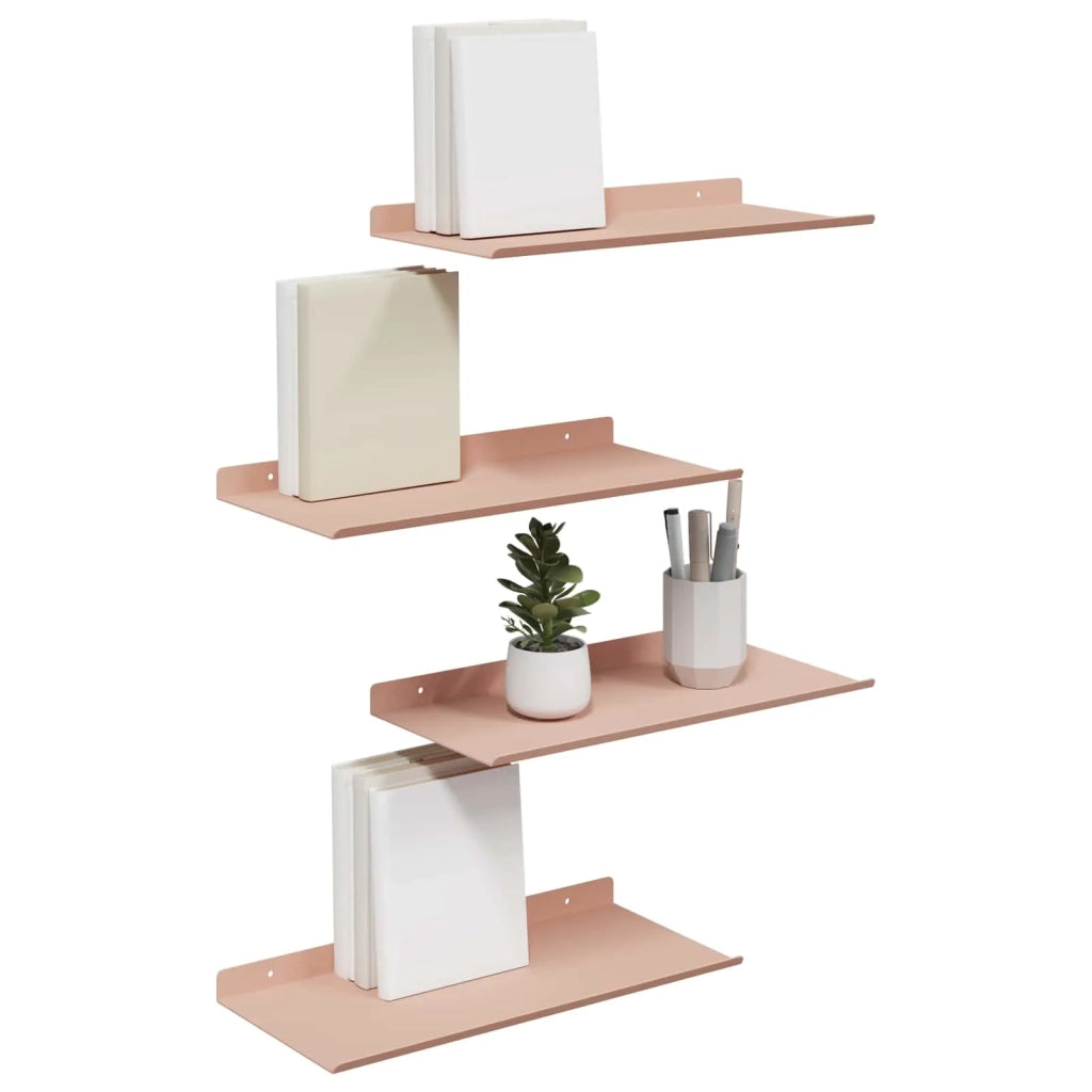 4 pz Mensola | Ripiano | Scaffale sospesa Rosa 40 x 18 x 2,5 cm Acciaio