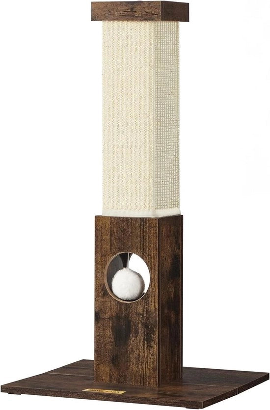 Paletto di sicurezza da 73 cm alto in sisal con vernice vintage marrone.
