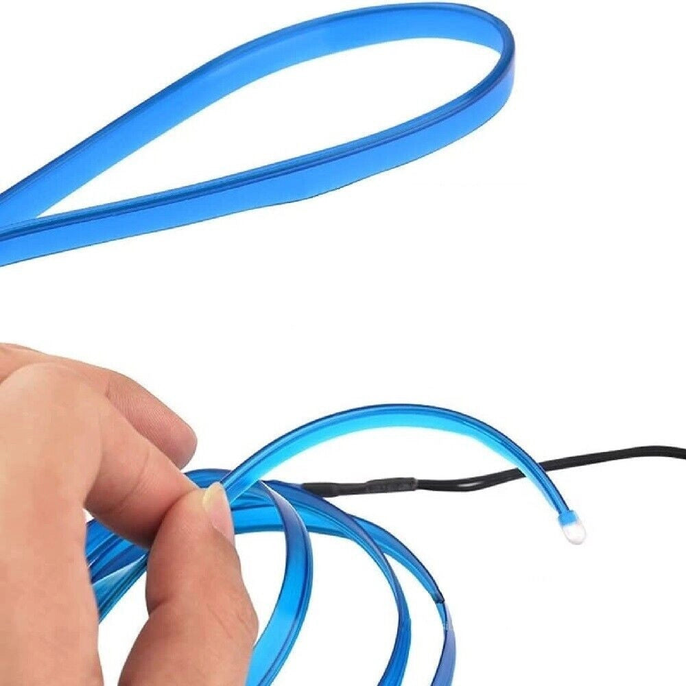 Trade Shop - Striscia Strip Led Per Interni Auto A 12v Fibra Ottica Luce Decorativa Atmosfera - Blu   -3 Mt   -