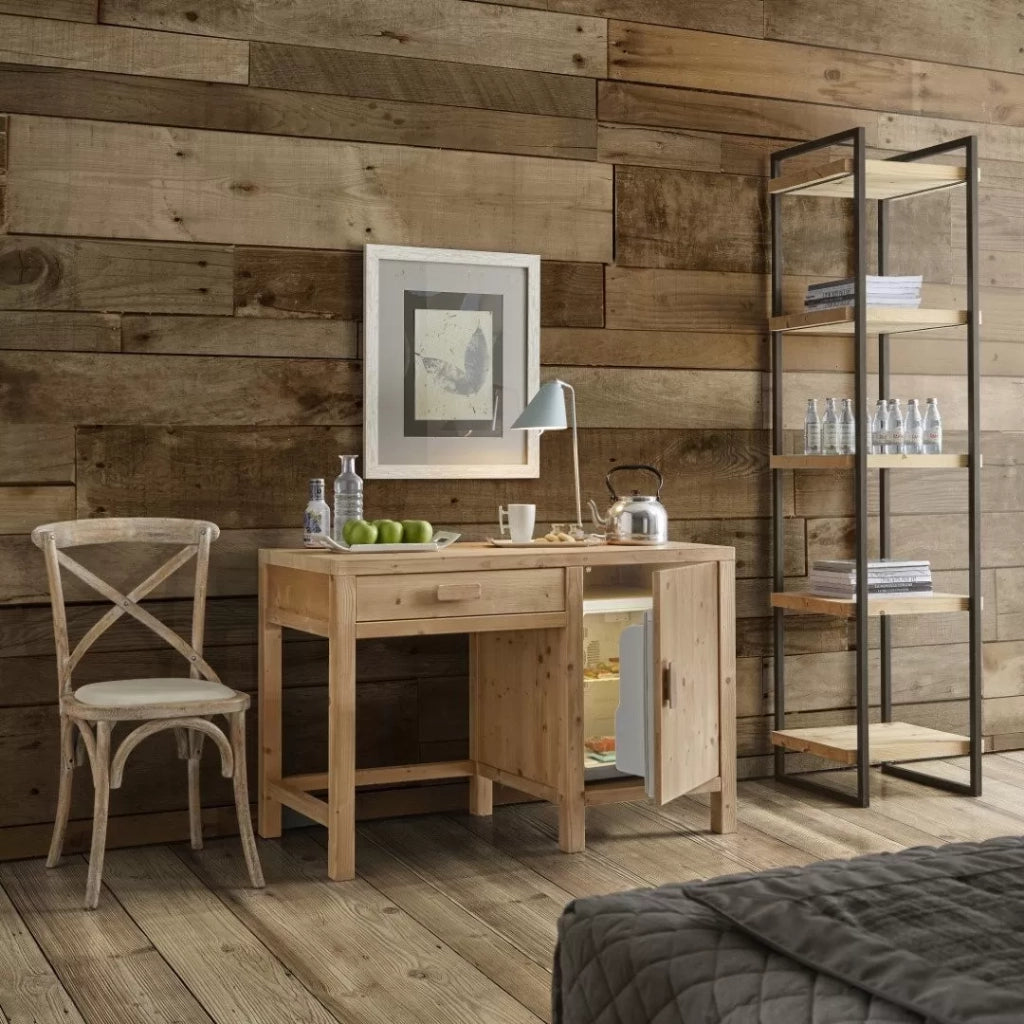 Scrivania porta frigo in legno massello abete grezzo l.120 p.55 h.80 (3310) - Mobili 2G
