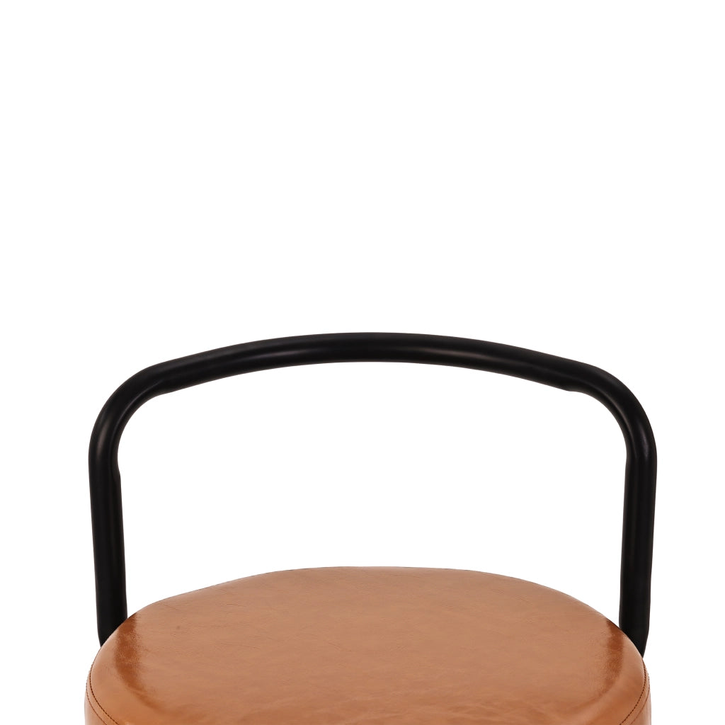 Sgabello da bar con Schienale ergonomico e Poggiapiedi in PU e Metallo Marrone