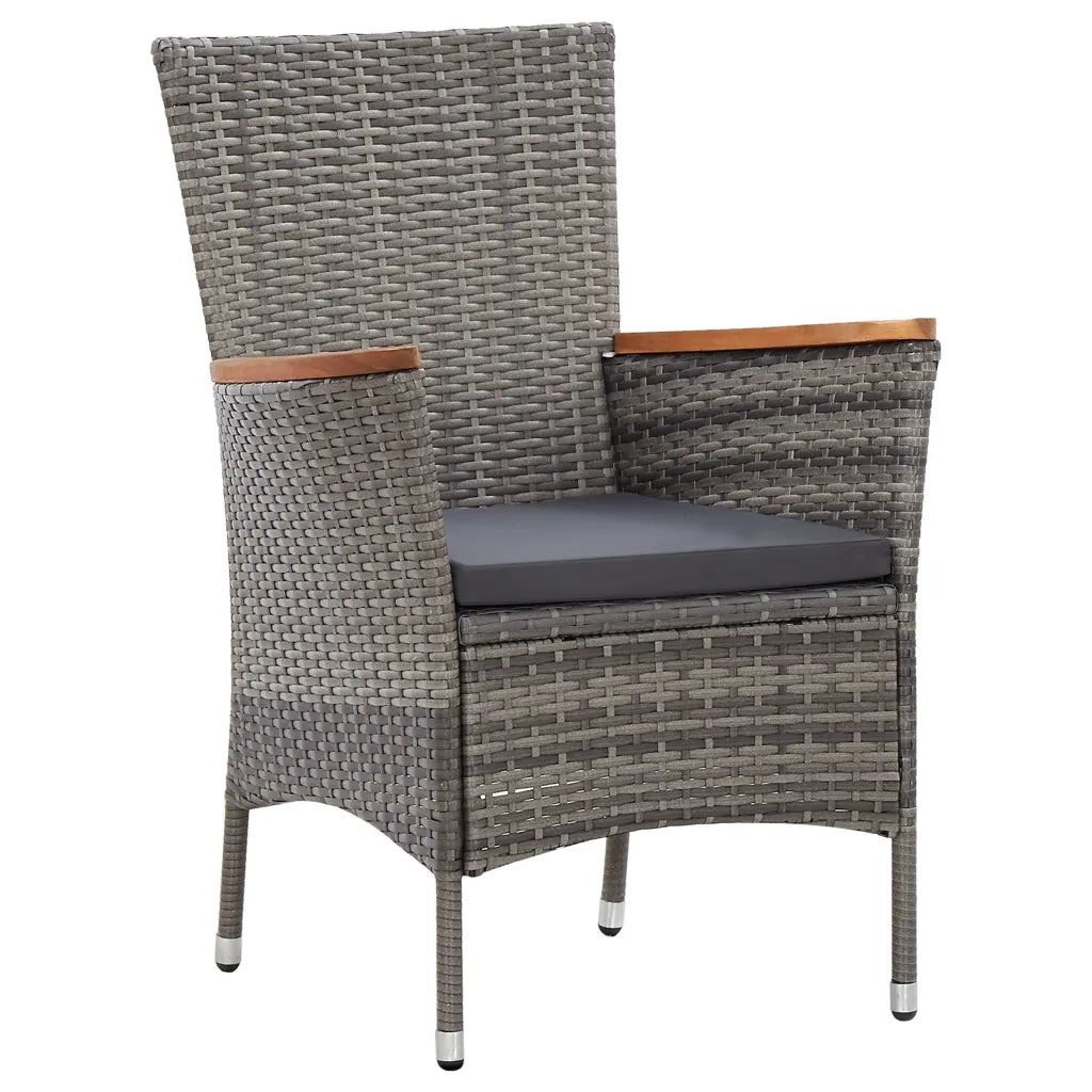 Set da Pranzo da Giardino 9 pz con Cuscini in Polyrattan Grigio 46083