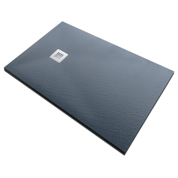 Piatto doccia marmoresina gelcoat pieno antracite grafite nero h.2,8cm Doliso Elostone 80x100  cm