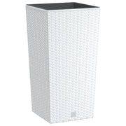 Fioriera | Cassetta per fiori | Vaso con Interno Rimovibile Bianca 11 / 26,5 L in PP Rattan