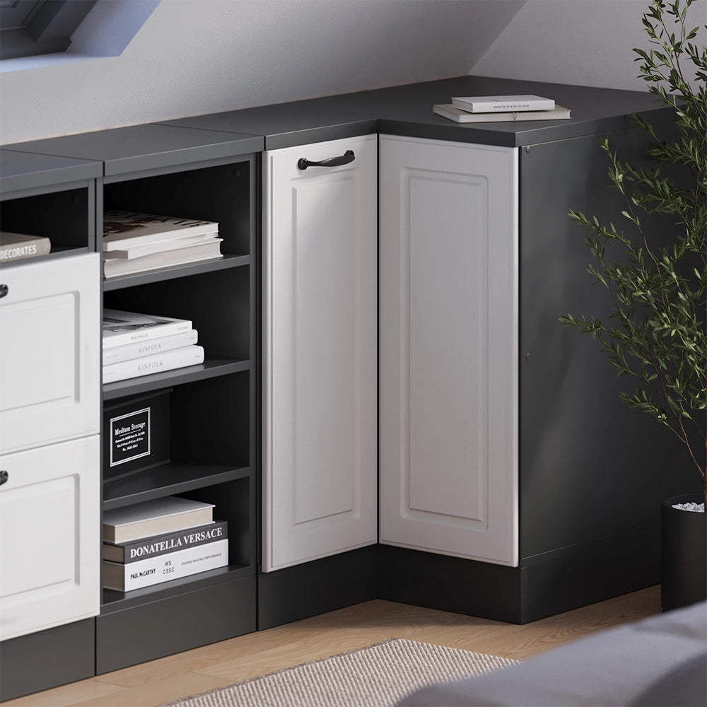 Mobile sottotetto Mobile angolare Rion Bianco rustico/Antracite 75.6 x 83.8 cm con 1 porta, carcassa dell’armadio profondità 60 cm Vicco