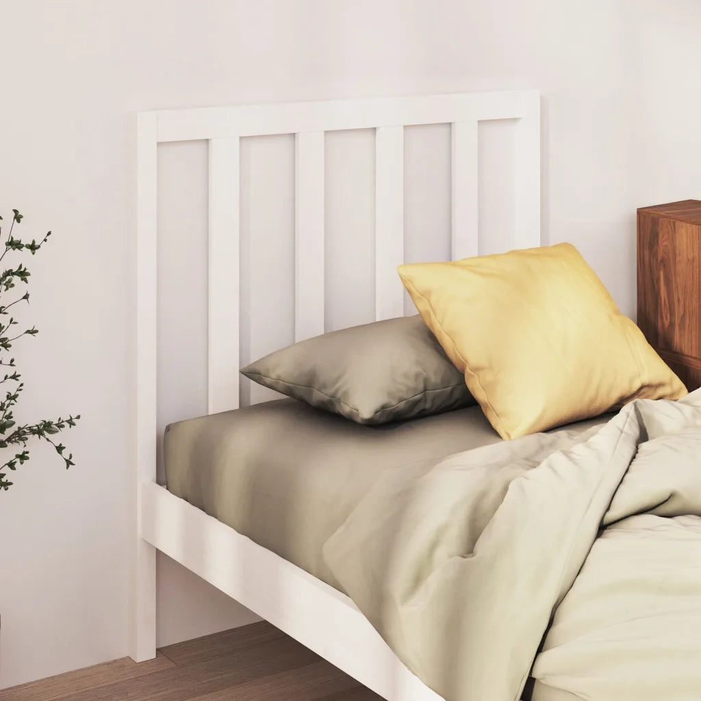 Testiera per Letto Bianca 95x4x100 cm in Legno Massello di Pino 822238