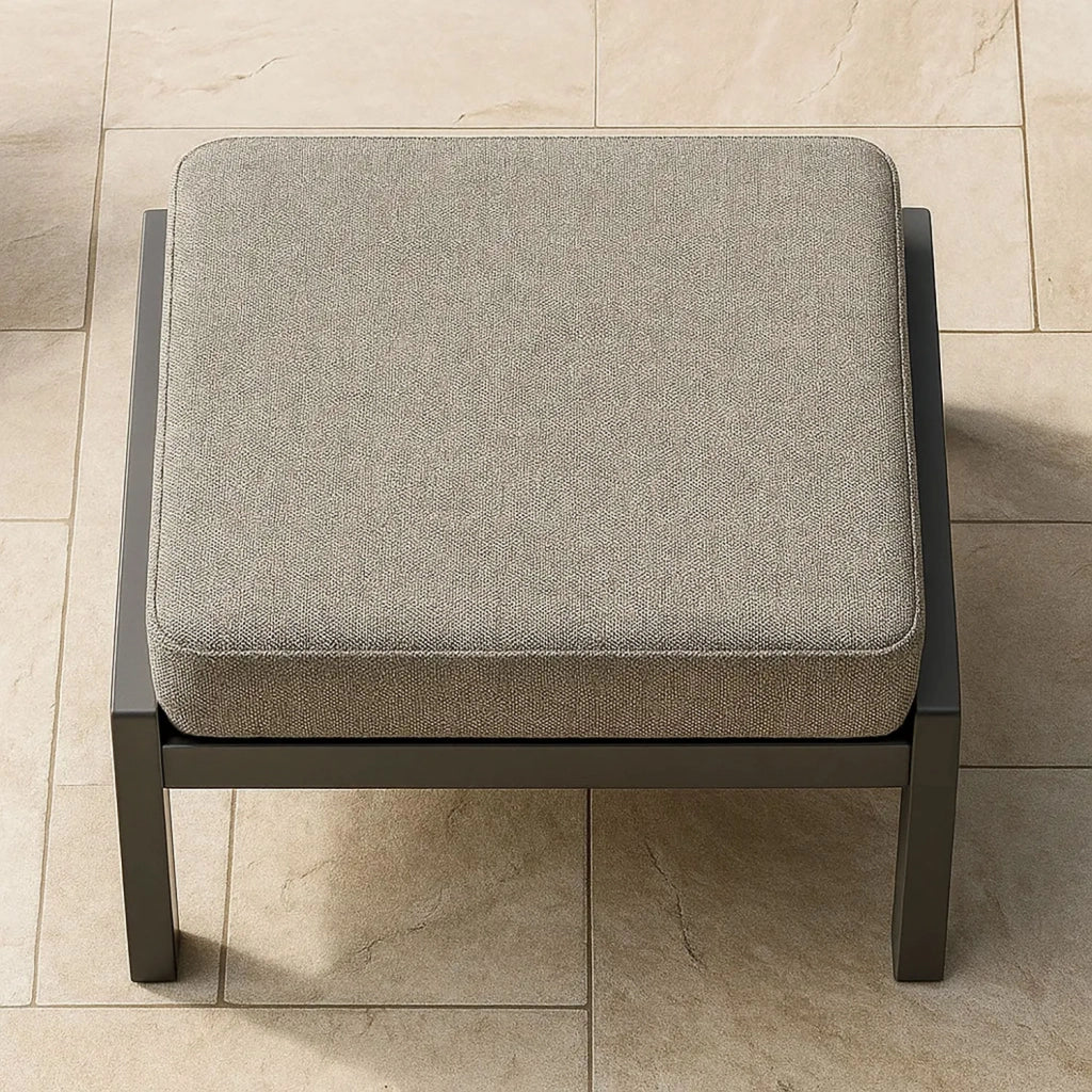 Pouf da Giardino Kea 77x63x34 cm in Alluminio e Tessuto Olefin Grigio