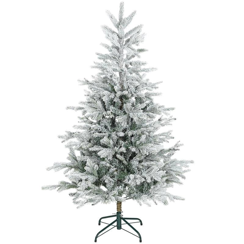 ALBERO DI NATALE INNEVATO ALTO 150 CM CON RAMI REALISTICI E BASE IN METALLO PIEGHEVOLE