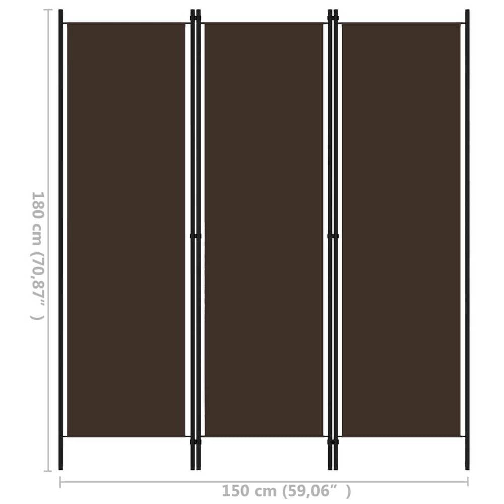3-piece Room Divider, Brown, 150x180 Cm