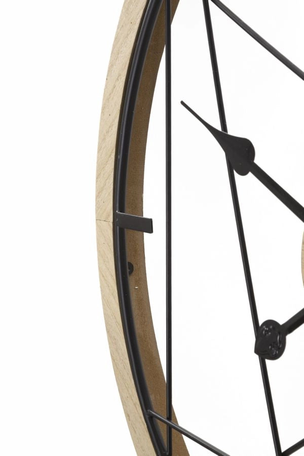 Orologio da Muro Geometric Design 60x2,5x60 cm in Ferro e MDF Nero e Marrone