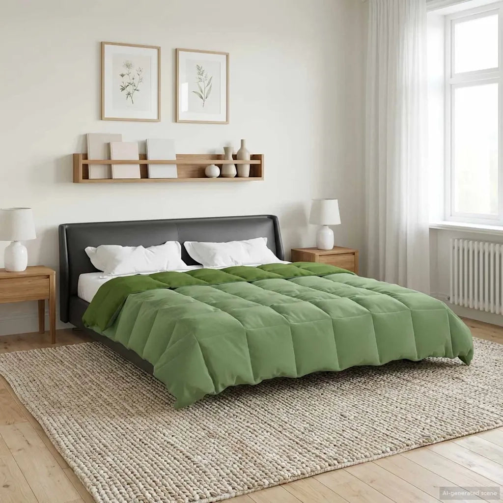 Duvet Invernale Trapuntato Verde 220 x 240 cm Microfibra