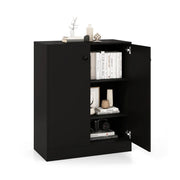 Mobiletto portaoggetti a 2 ante 72 x 34 x 85,5 cm design moderno con dispositivo antiribaltamento in legno MDF nero 20_0015971