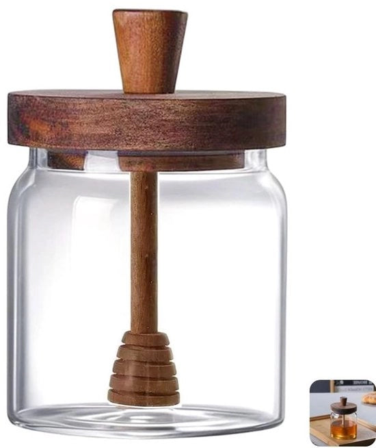Fiaschetto trasparente per conservazione di miele, sciroppo e marmellata - 400 ml - 9,5 x 13 cm