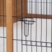 Recinto per Piccoli Animali con Recinto per Esterno, Tetto Apribile, Resistente alle Intemperie, 123 cm x 120 cm x 52 cm, Marrone