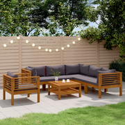 Set Divani da Giardino 7 pz con Cuscini in Massello di Acacia 3086906