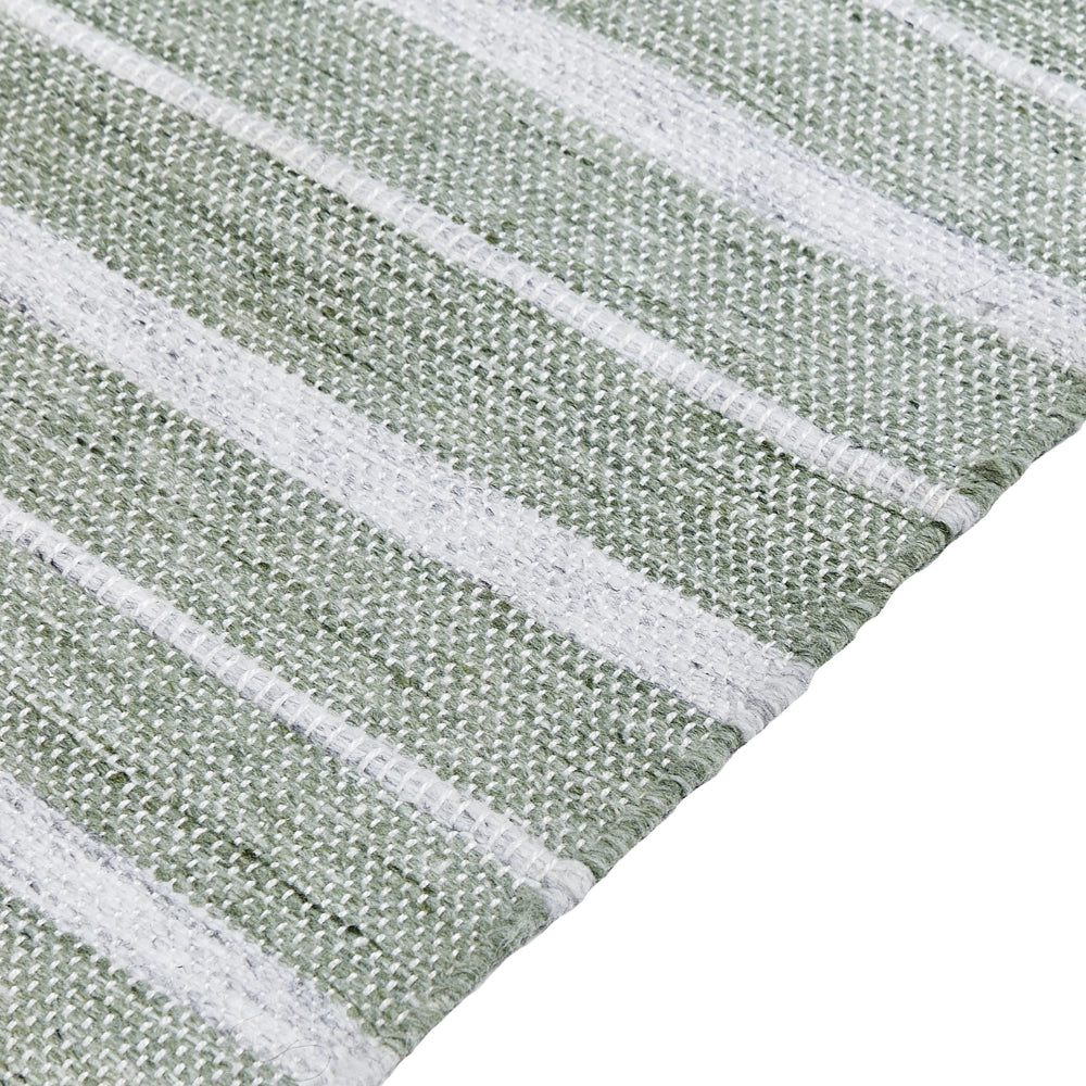 Tappeto verde 140 x 200 cm per soggiorno e camera da letto con frange a righe
