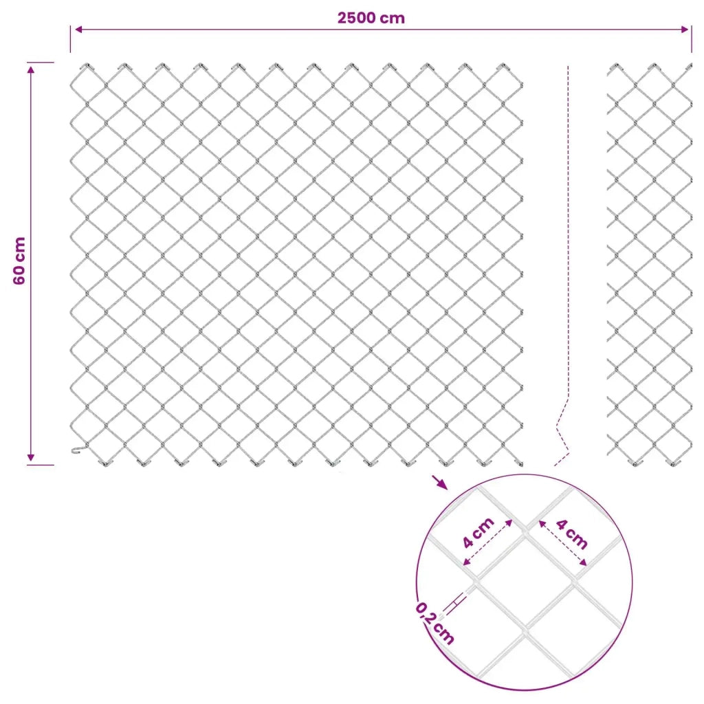 Recinzione a maglie metalliche con palo 25 x 0,6 m (P x H) 3336274