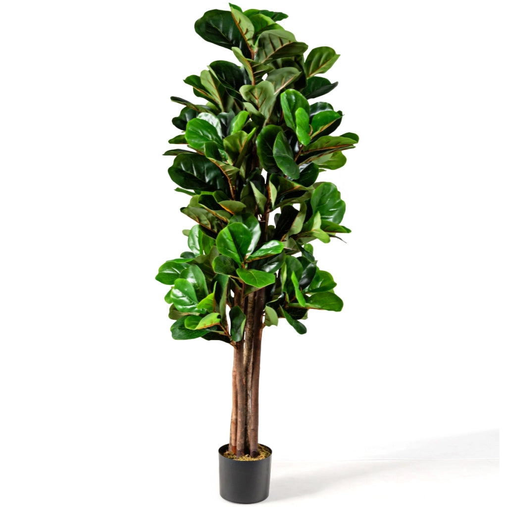 Albero di fico artificiale 1,5 m per decorare casa e ufficio, Fico finto con foglie in PEVA e vaso in PP-Piante artificiali