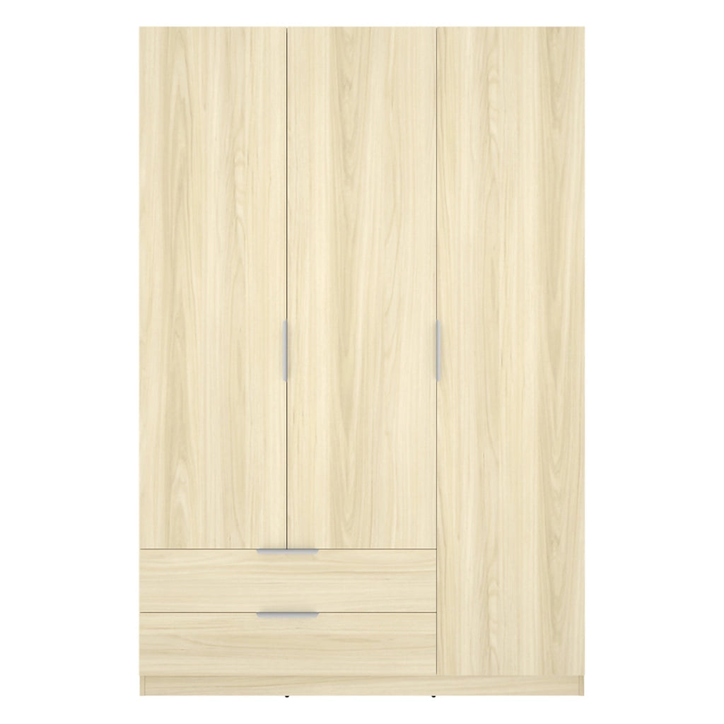 Armadio Camera da Letto Mayos, Guardaroba 3 Ante Appendiabiti, 51x137 cm Marrone Rovere