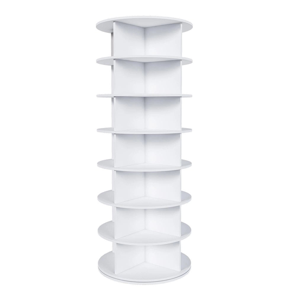 Scarpiera girevole 7 livelli 60x60x161 cm - Xylo - ruota 360°, per 28 paia, ingombro ridotto, bianca