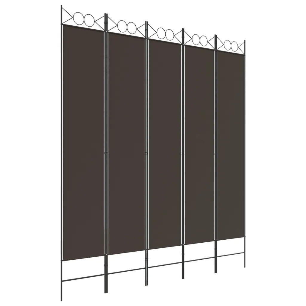 Divisorio a 5 Pannelli Marrone 200x220 cm in Tessuto cod mxl 58878