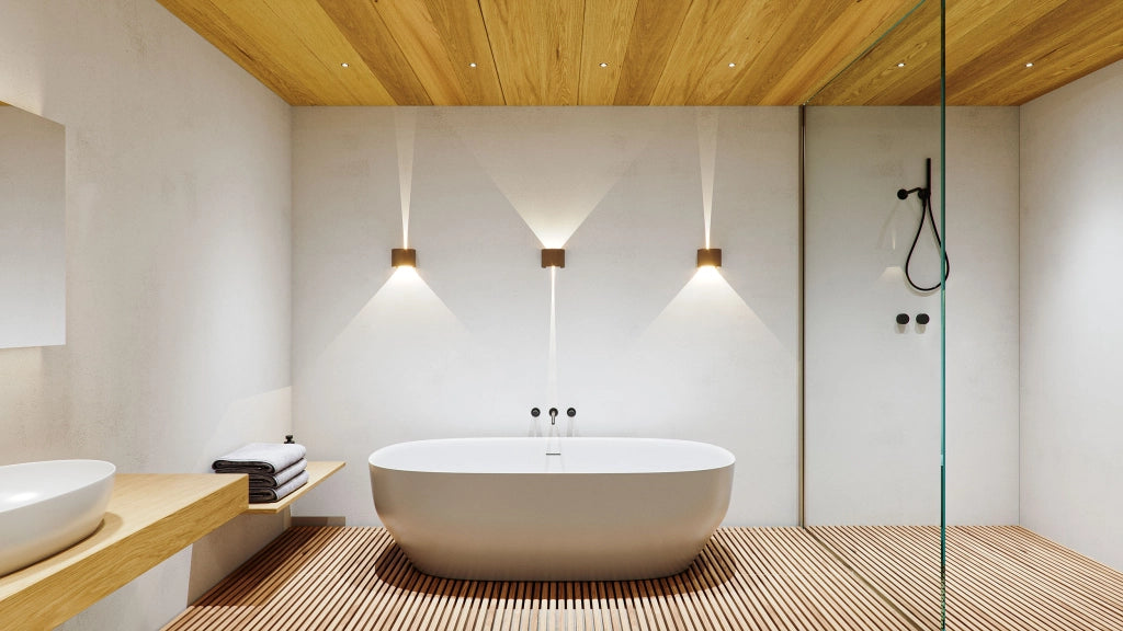 Lek Applique a LED da Parete per Interni ed Esterni 6,8W 2700K Bianco Opaco, Fascio Regolabile 0-120 gradi, Grado di Protezione IP54 IK04, Serie Wall