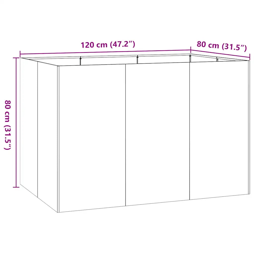 Fioriera | Cassetta per fiori | Vaso Bianca 120x80x80 cm in Acciaio