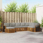 Set di divani da esterno 8 pcs Grigio Naturale e Chiaro