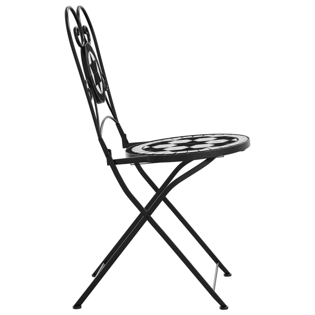 Sedie da Bistr¨° Pieghevoli 2 pz | Sedie da Esterno Nero e Bianco in Ceramica