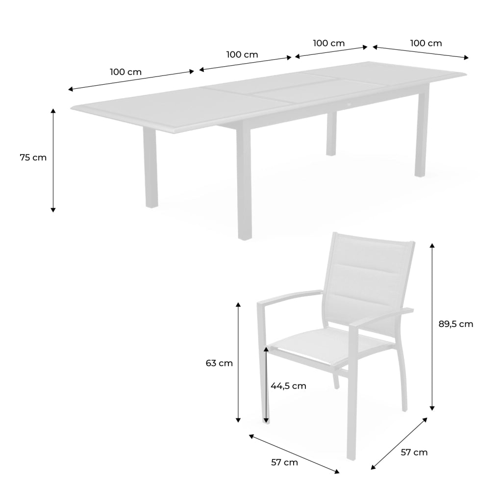 Set tavolo da giardino allungabile in alluminio con 8 sedie, antracite