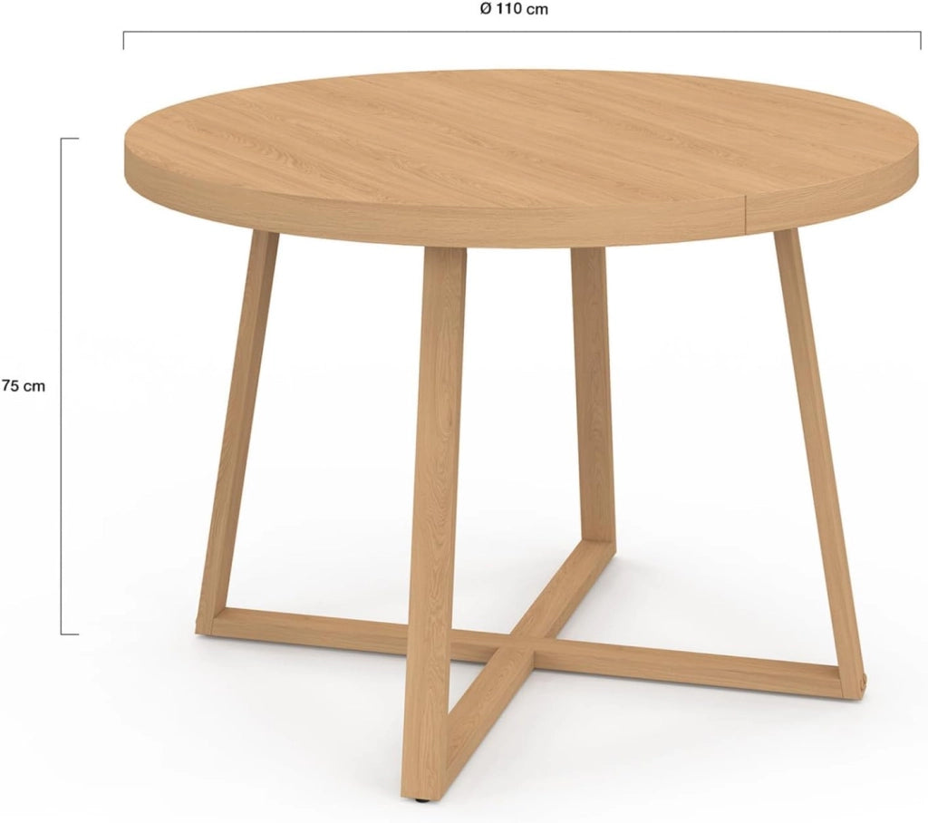 Tavolo da pranzo rotondo SELMA per 4-6 persone effetto faggio 110 cm