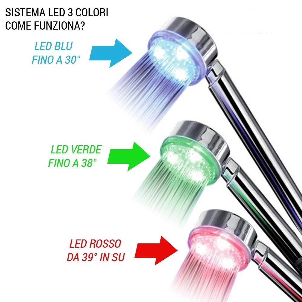 Trade Shop - Soffione Doccia In Abs Cromato Doccetta Multifunzione A Led Per Doccia -