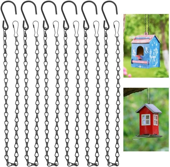 Set di 6 catenelle metalliche per appendere, catenella metallica per appendere fiori, catenelle metalliche per appendere fiori, uccelli, cesti di cibo, lanterne, cartelli di avviso, lunghezza 50 cm, 6 pezzi.