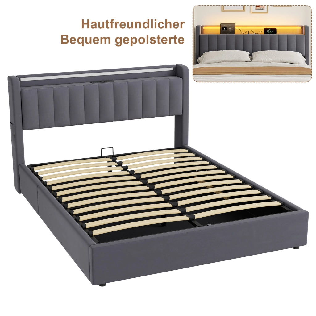 Letto contenitore 180x200 cm, colore grigio