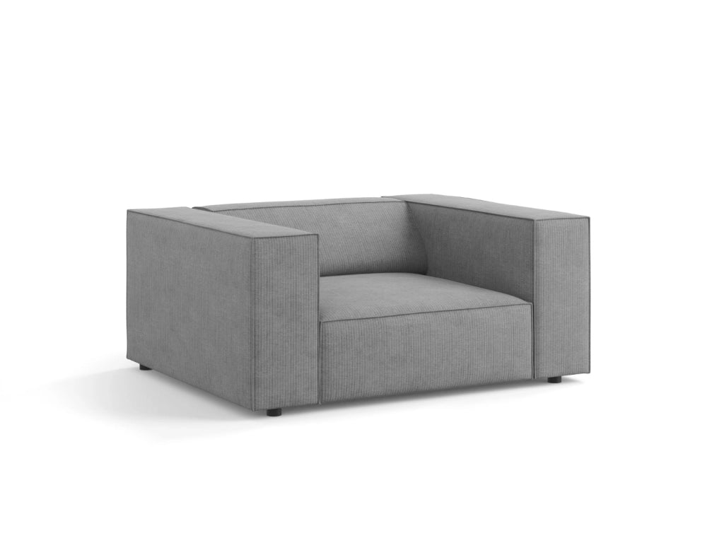 Cosmopolitan Design - Poltrona "Arendal" in ciniglia con effetto a coste grigio scuro 