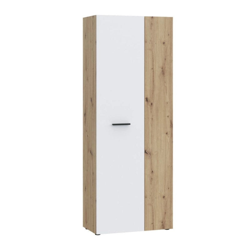 Armadio multiuso Teodoro 2 ante con portascope struttura rovere e 1 anta bianco