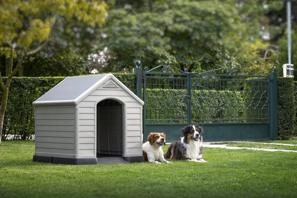 Cuccia per Cani Grand Hotel in Resina 99x99x99 cm con Pavimento Rialzato Resistente agli Agenti Atmosferici Keter