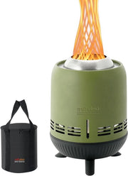 Fornello Portatile con Borsa di Stoccaggio per Legna/Pelletti Mini Fornello da Tavolo per Balcone Campeggio Acciaio Inossidabile 15x24cm Verde - Senza Fumo