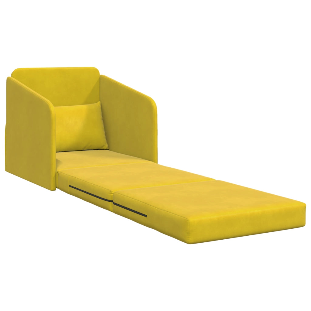 Divano Letto a Terra 2 in 1 Giallo 65x80x83 cm Velur