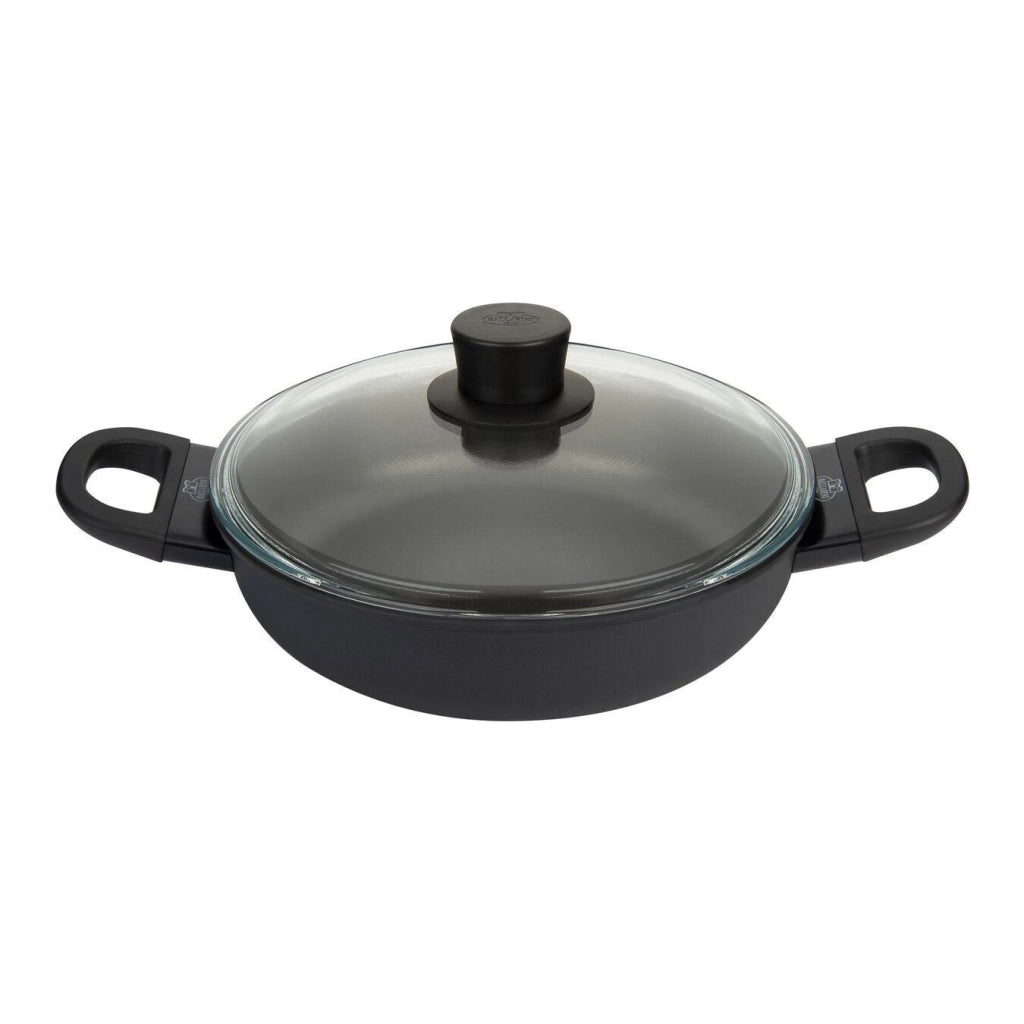 Ballarini 75002-922-0 Avola Pirofila da Servizio con Coperchio in Vetro 24 cm con Rivestimento Antiaderente Keravis 3 Strati Adatto a Induzione e Gas Forno Fino a 160°C colore Nero