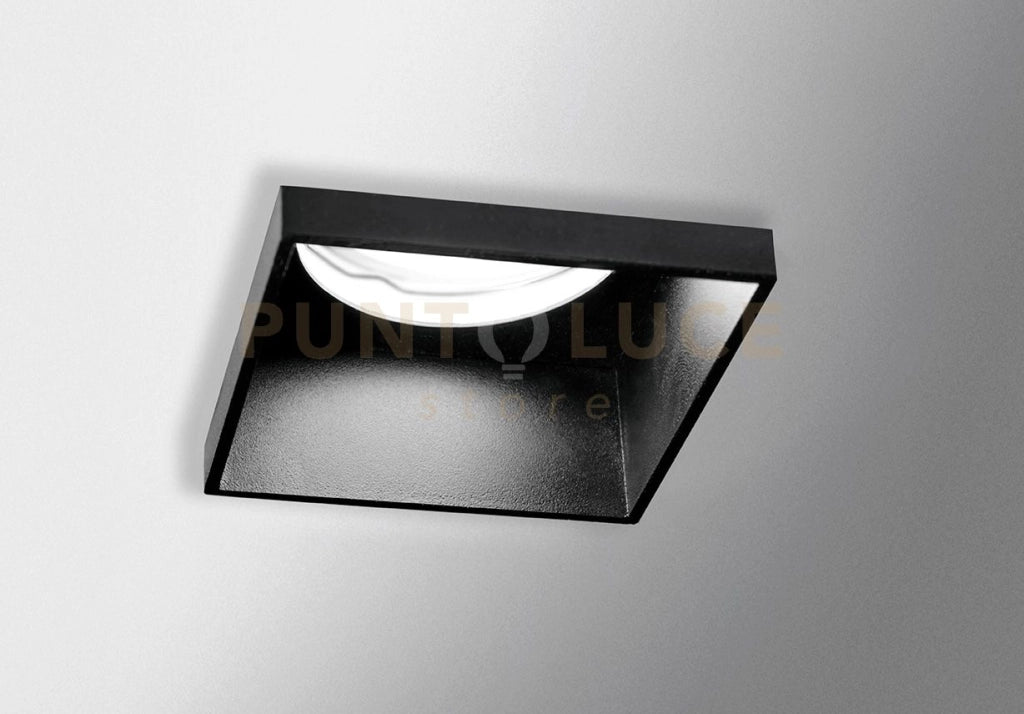 ELIS faretto da Incasso 1 Luce attacco GU10 Nero Fondo Nero d. 110mm in gesso e alluminio