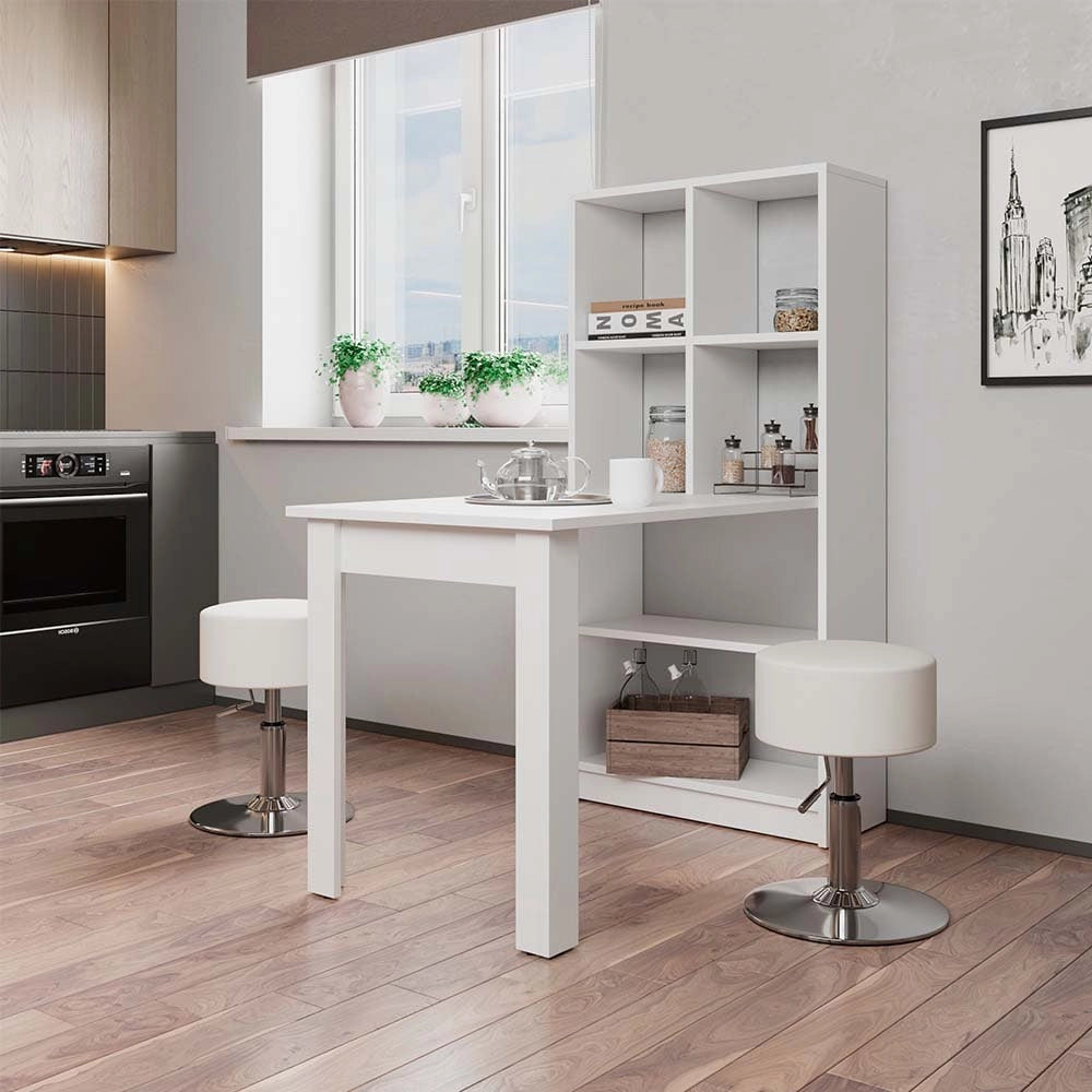 Vicco Tavolo da pranzo Bianco 70 x 122 cm con 6 scomparti