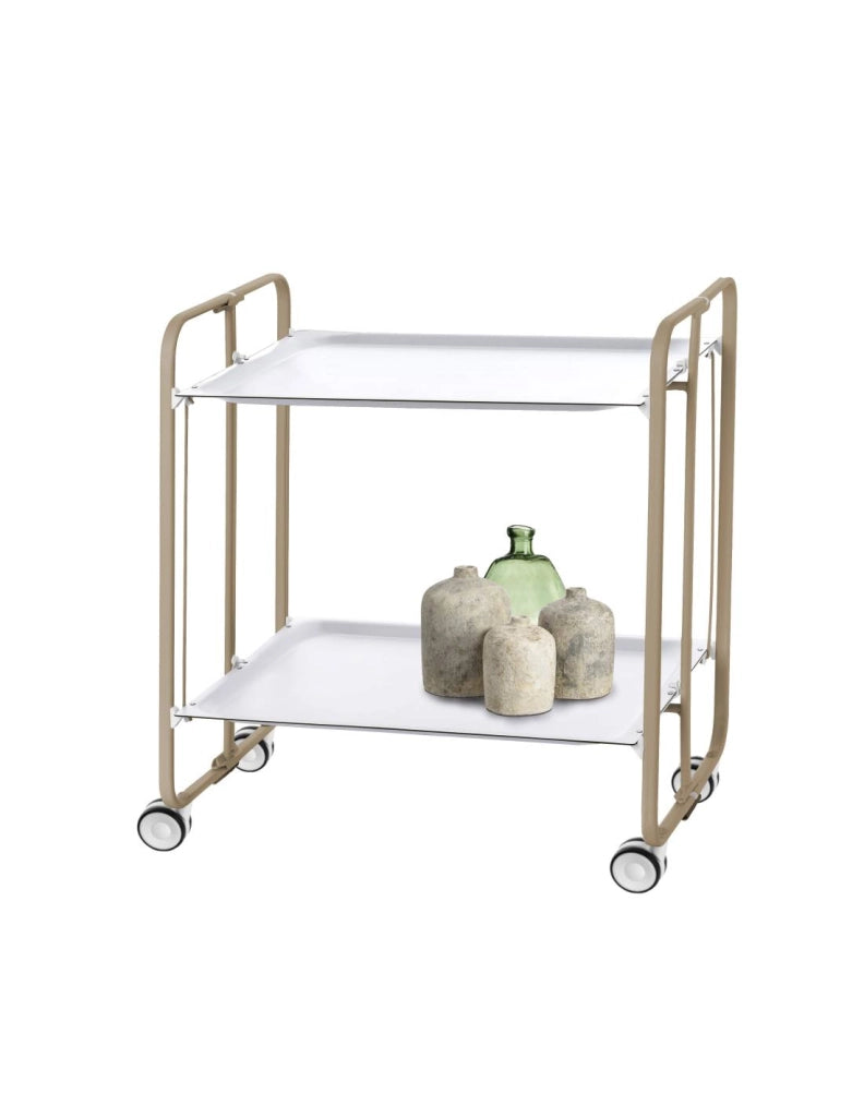 Carrello da cucina pieghevole sabbia con ruote BAUHAUS 2 ripiani