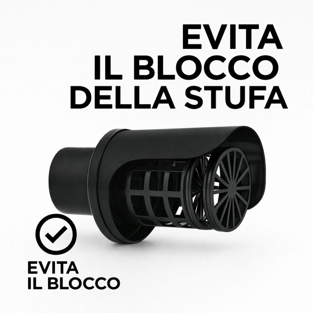 cappello orizzontale griglia Ø 80 mm acciaio inox verniciato nero stufa pellet