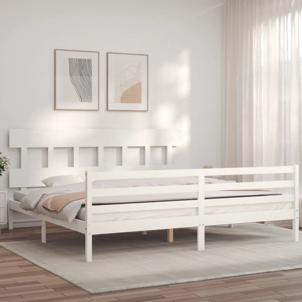 Giroletto con Testiera Bianco 200x200 cm in Legno Massellocod mxl 117773